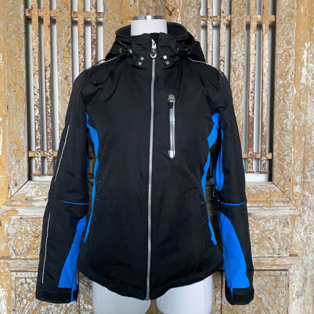 OBERMEYER BLACK BLUE COMFORTMAX CLASSIC SNOWBOARDING JACKET 4 SKI EXCELLENT